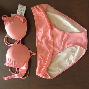 Two piece swimsuit Diva by Rachel Pappo bra sz 8, bikini sz 12,  coral c…